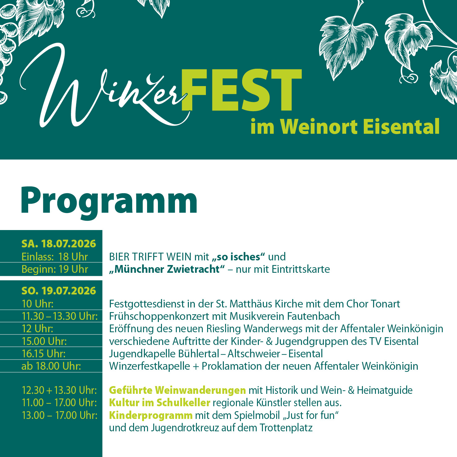 Programm Winzerfest 2026